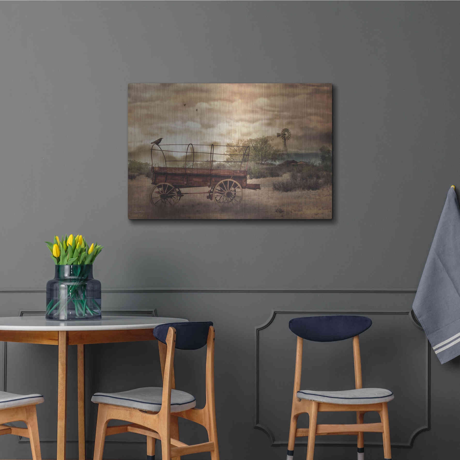 Luxe Metal Art 'Desert Wagon' by Lori Deiter, Metal Wall Art,36x24