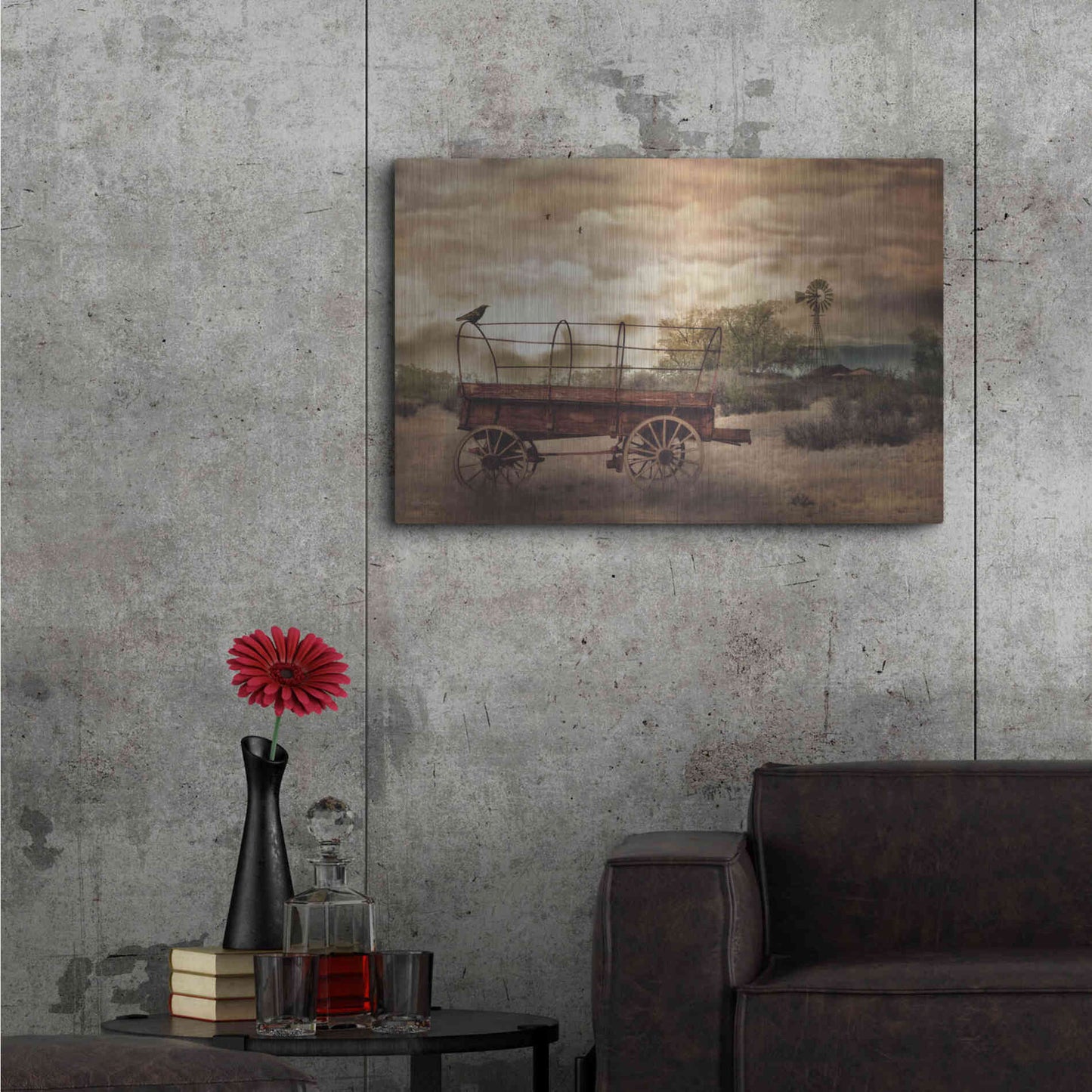 Luxe Metal Art 'Desert Wagon' by Lori Deiter, Metal Wall Art,36x24