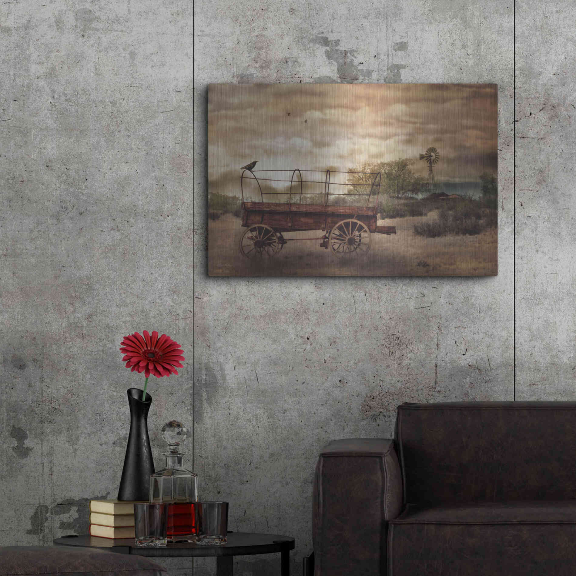 Luxe Metal Art 'Desert Wagon' by Lori Deiter, Metal Wall Art,36x24