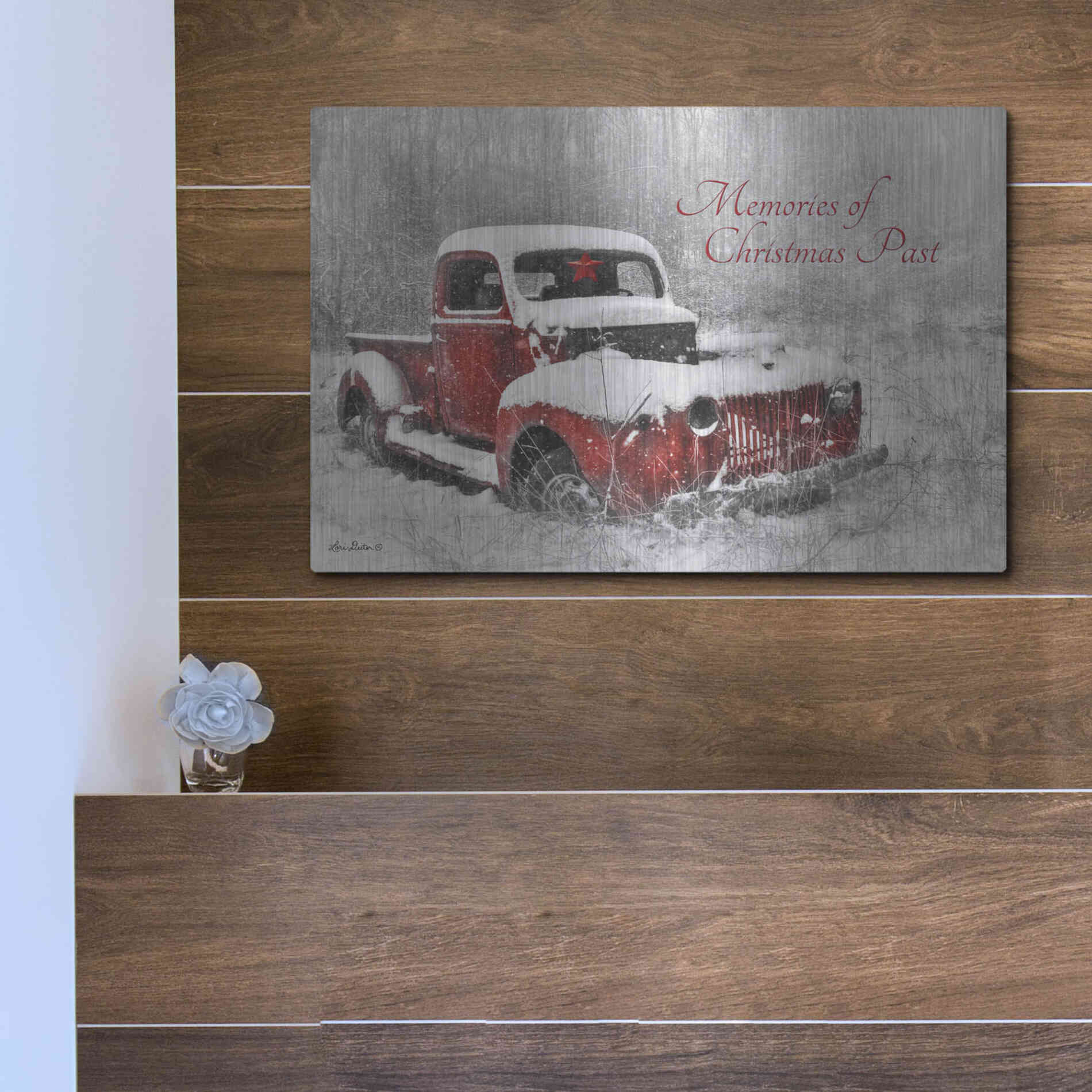 Luxe Metal Art 'Christmas Past' by Lori Deiter, Metal Wall Art,16x12