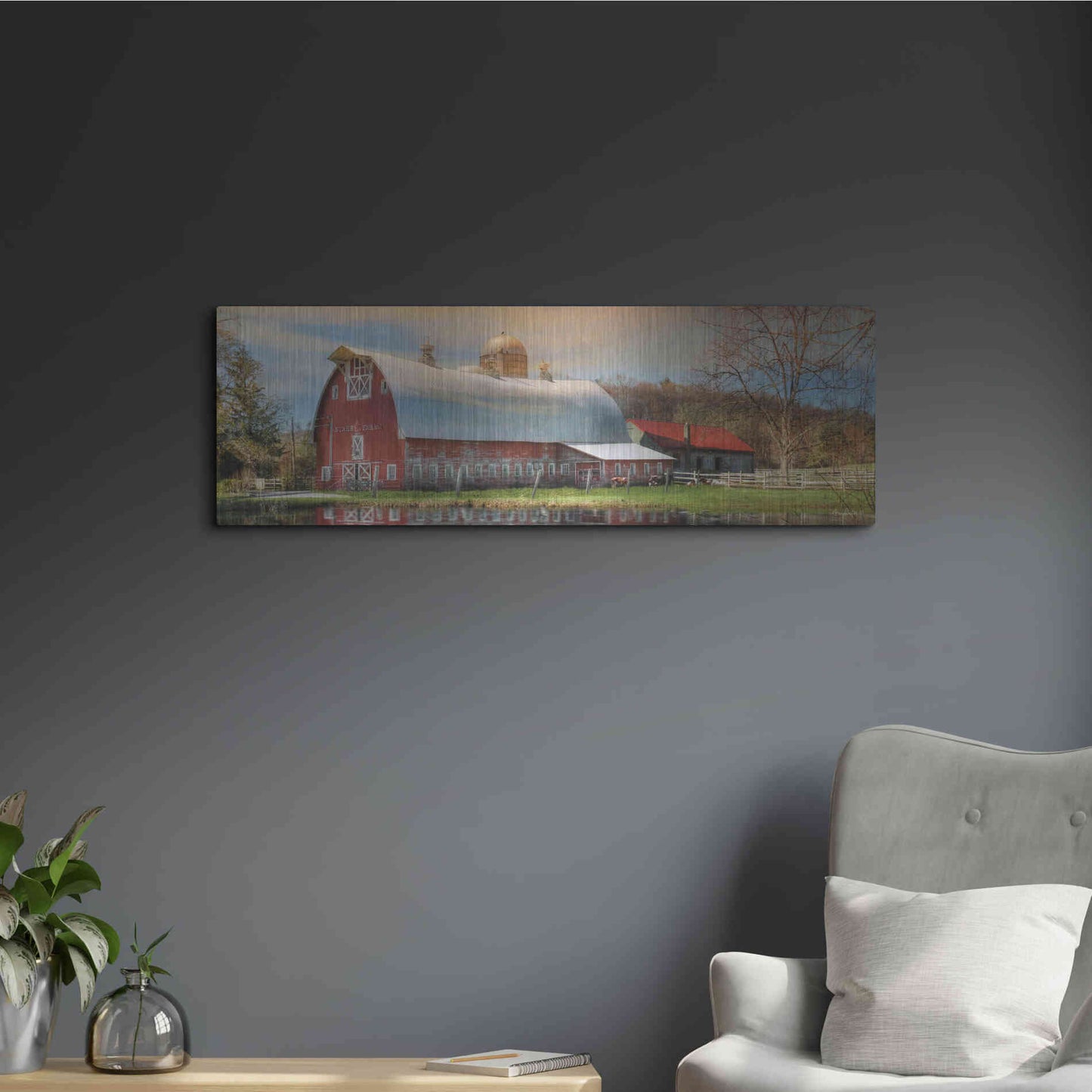 Luxe Metal Art 'Starr Farm' by Lori Deiter, Metal Wall Art,36x12