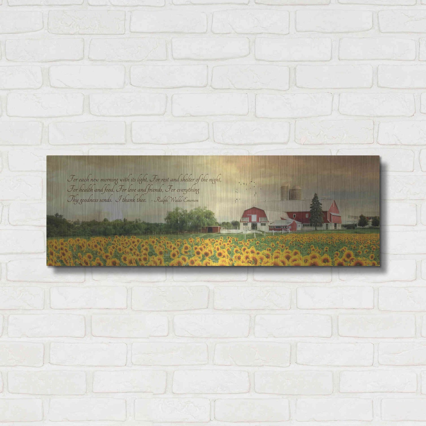 Luxe Metal Art 'I Thank Thee' by Lori Deiter, Metal Wall Art,36x12