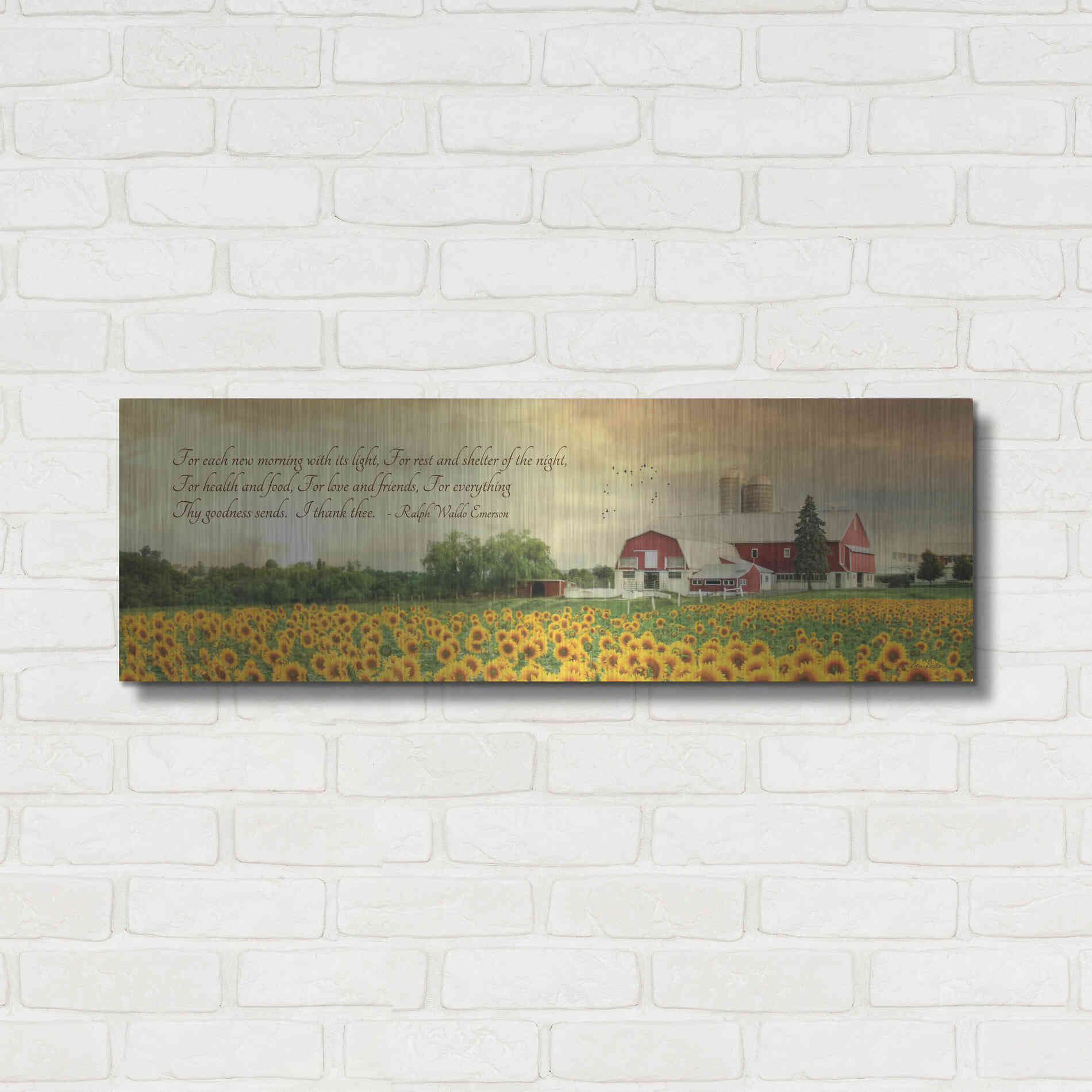 Luxe Metal Art 'I Thank Thee' by Lori Deiter, Metal Wall Art,36x12