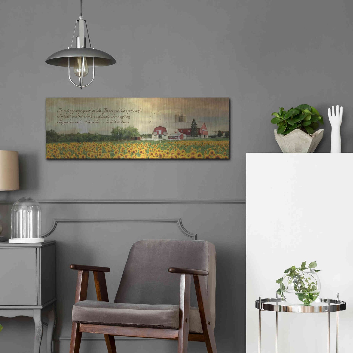 Luxe Metal Art 'I Thank Thee' by Lori Deiter, Metal Wall Art,36x12