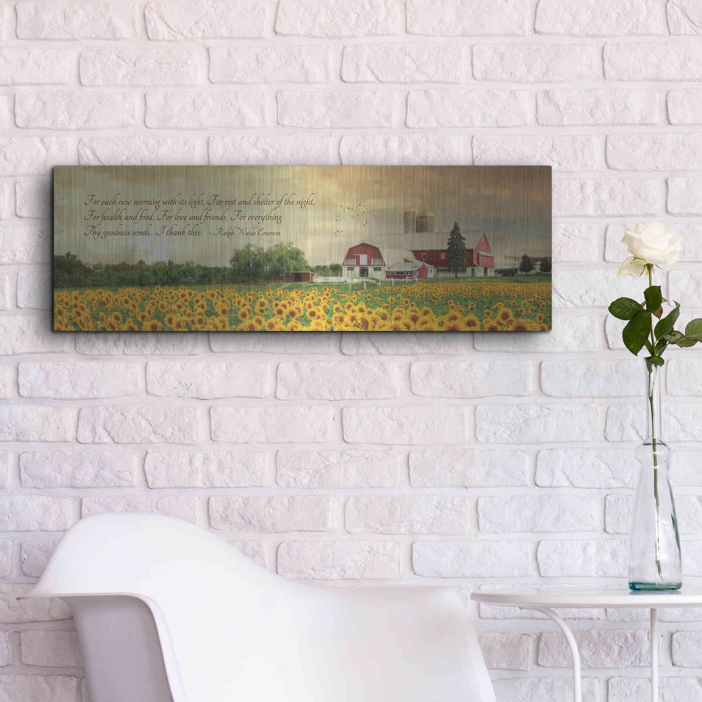 Luxe Metal Art 'I Thank Thee' by Lori Deiter, Metal Wall Art,36x12