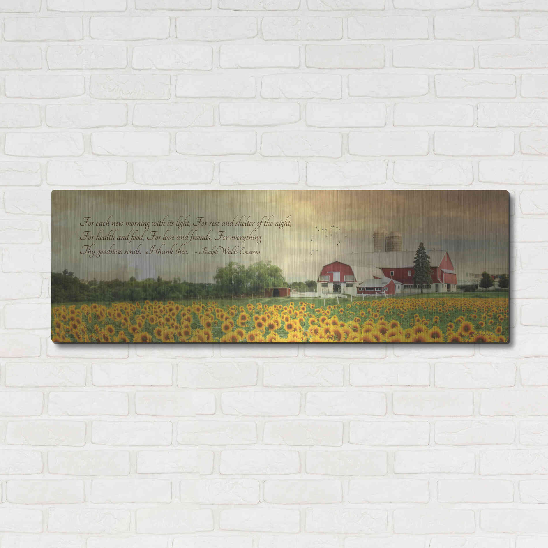 Luxe Metal Art 'I Thank Thee' by Lori Deiter, Metal Wall Art,48x16