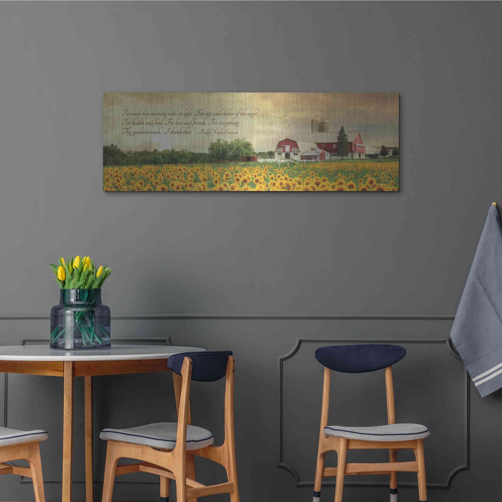 Luxe Metal Art 'I Thank Thee' by Lori Deiter, Metal Wall Art,48x16