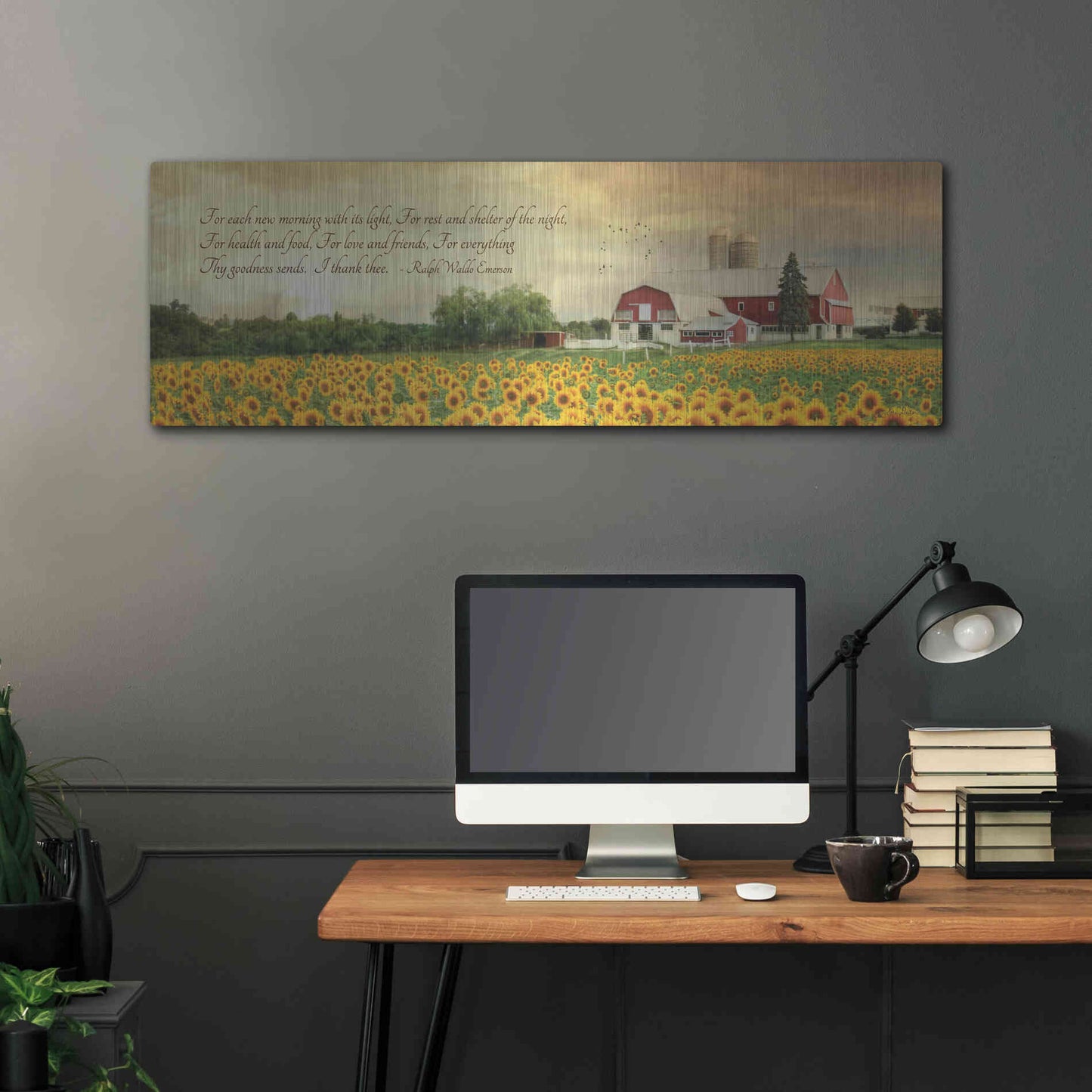 Luxe Metal Art 'I Thank Thee' by Lori Deiter, Metal Wall Art,48x16