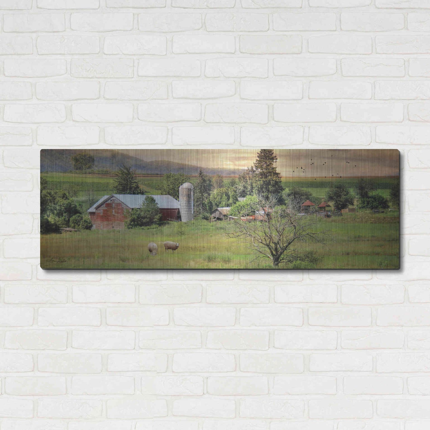 Luxe Metal Art 'Grazing Sheet' by Lori Deiter, Metal Wall Art,48x16