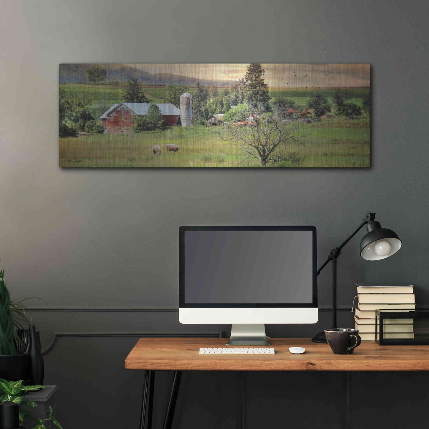 Luxe Metal Art 'Grazing Sheet' by Lori Deiter, Metal Wall Art,48x16
