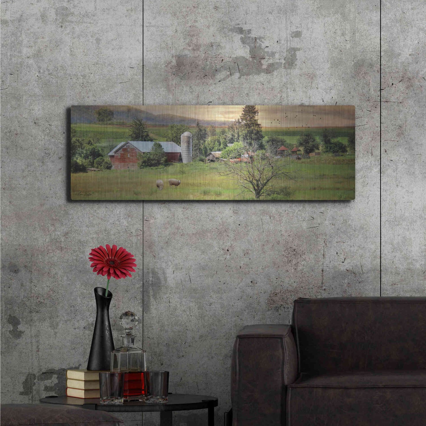 Luxe Metal Art 'Grazing Sheet' by Lori Deiter, Metal Wall Art,48x16