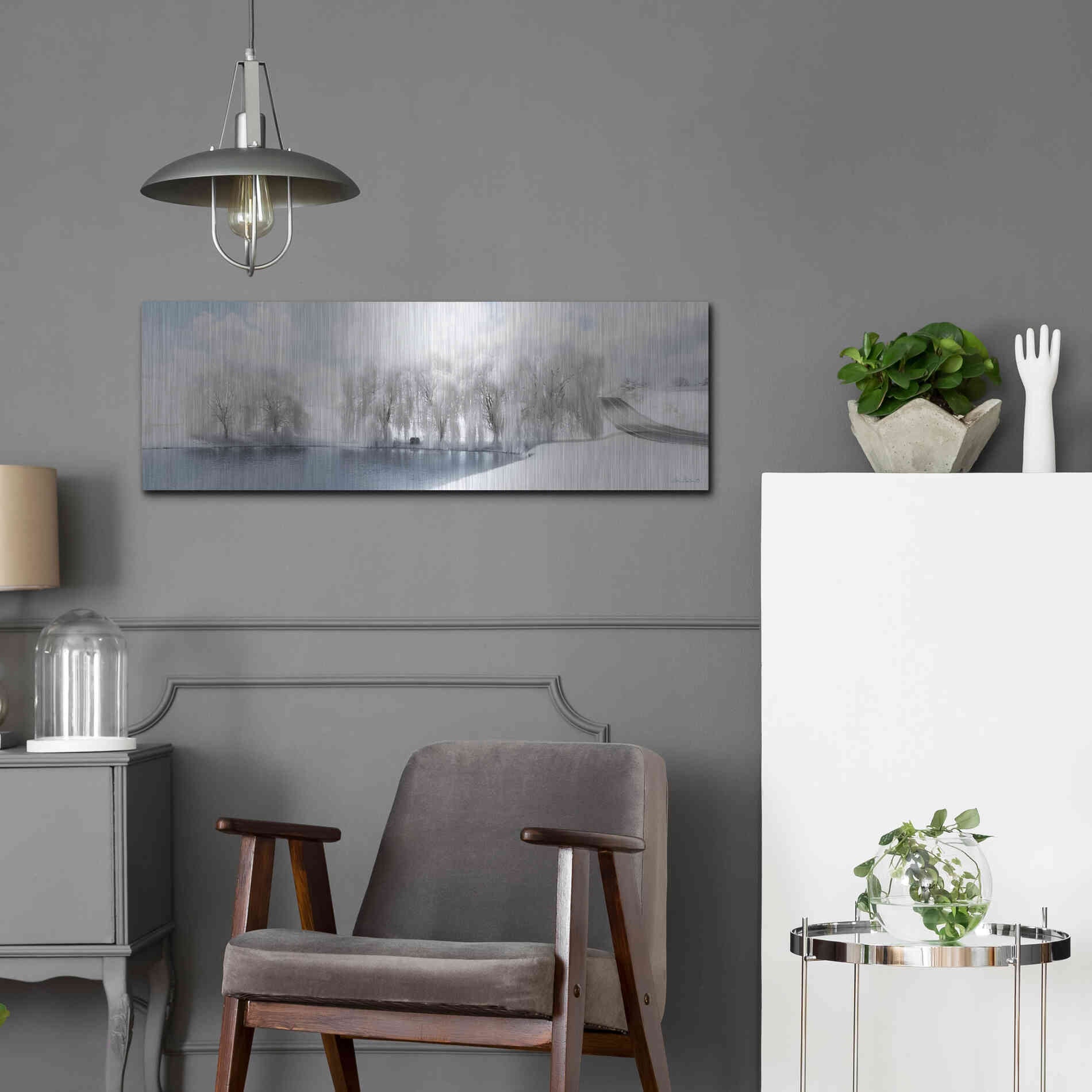 Luxe Metal Art 'Winter Willow' by Lori Deiter, Metal Wall Art,36x12