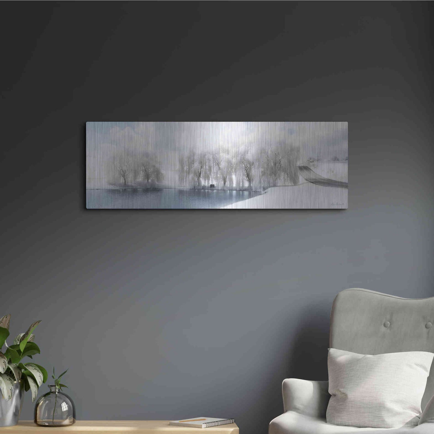 Luxe Metal Art 'Winter Willow' by Lori Deiter, Metal Wall Art,36x12