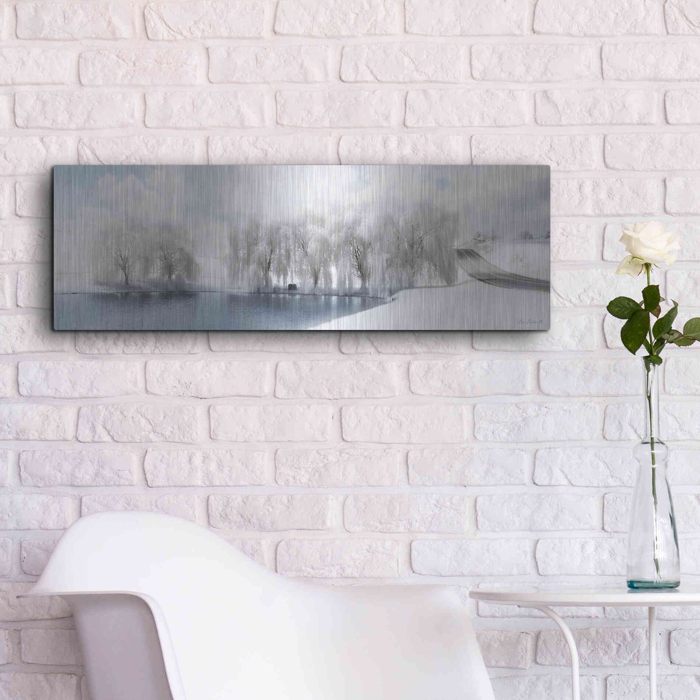 Luxe Metal Art 'Winter Willow' by Lori Deiter, Metal Wall Art,36x12