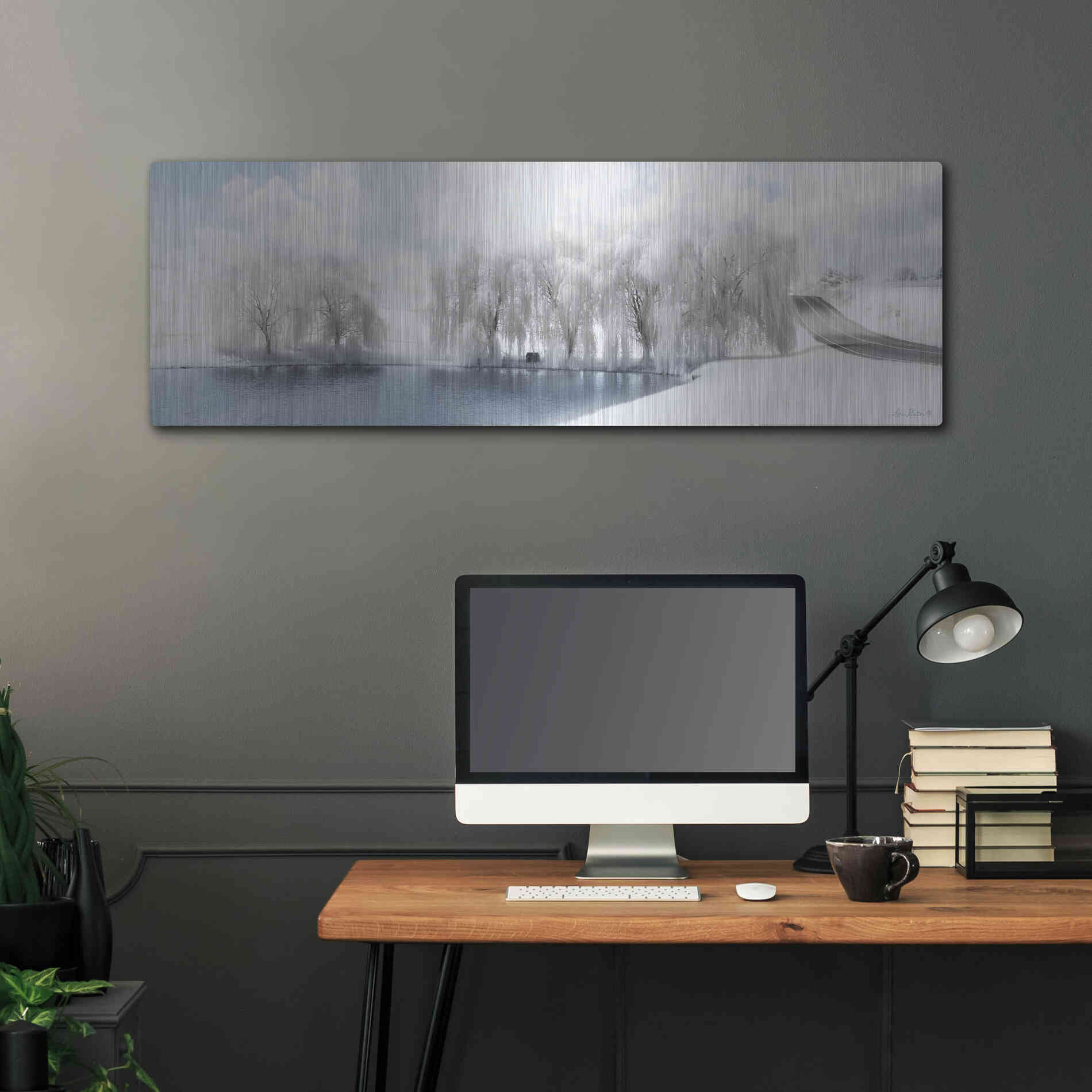 Luxe Metal Art 'Winter Willow' by Lori Deiter, Metal Wall Art,48x16