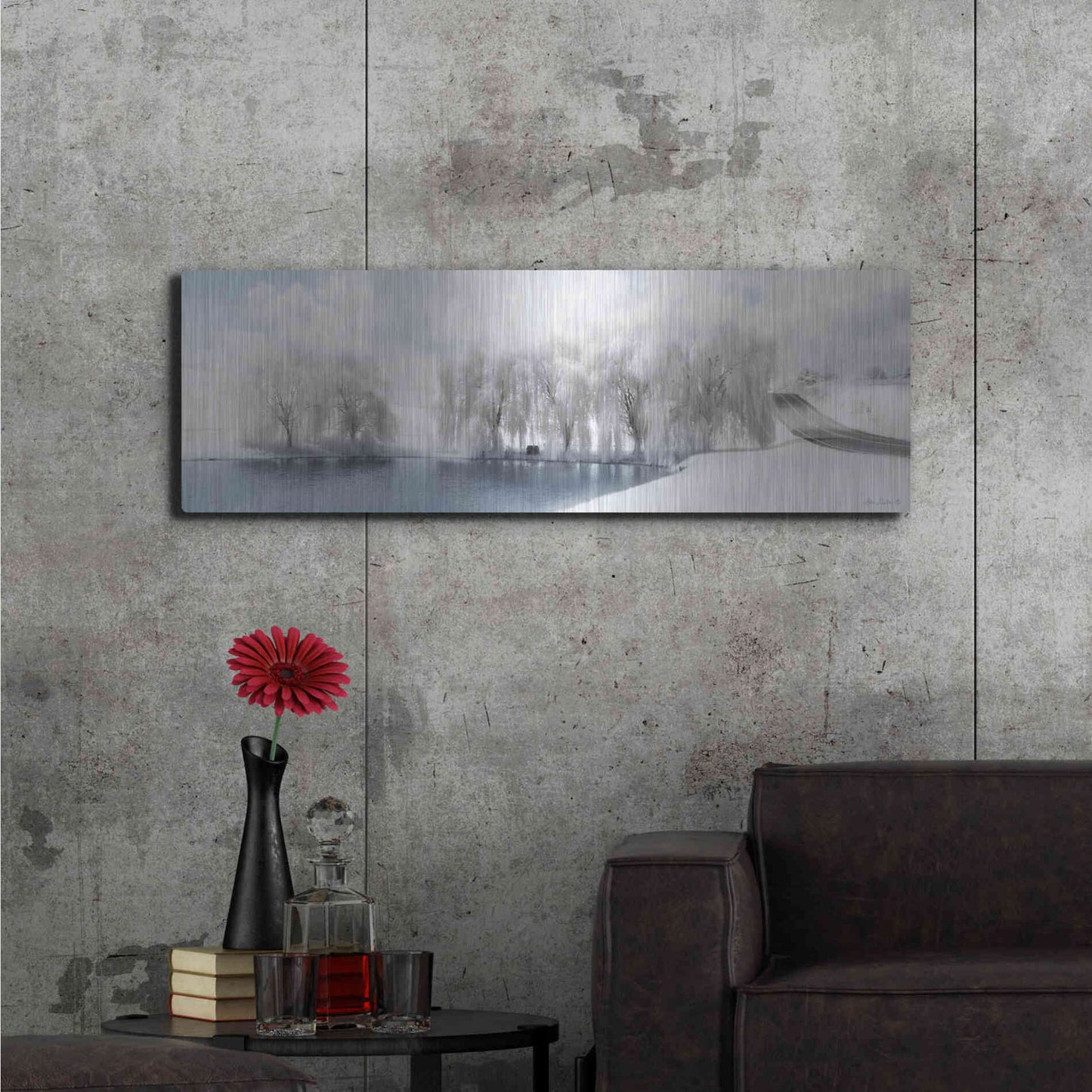 Luxe Metal Art 'Winter Willow' by Lori Deiter, Metal Wall Art,48x16