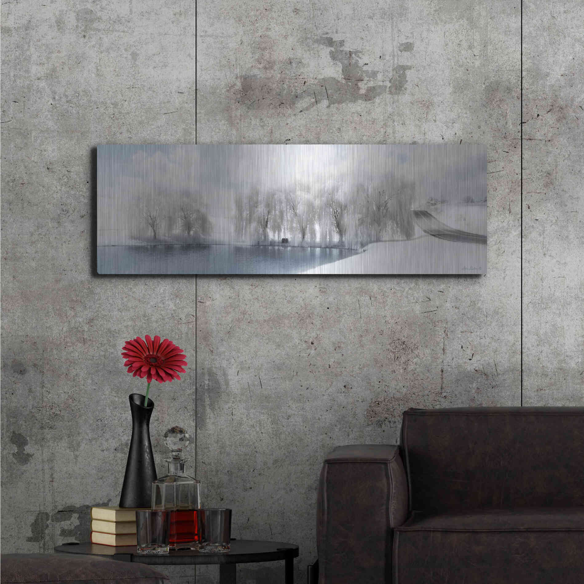 Luxe Metal Art 'Winter Willow' by Lori Deiter, Metal Wall Art,48x16