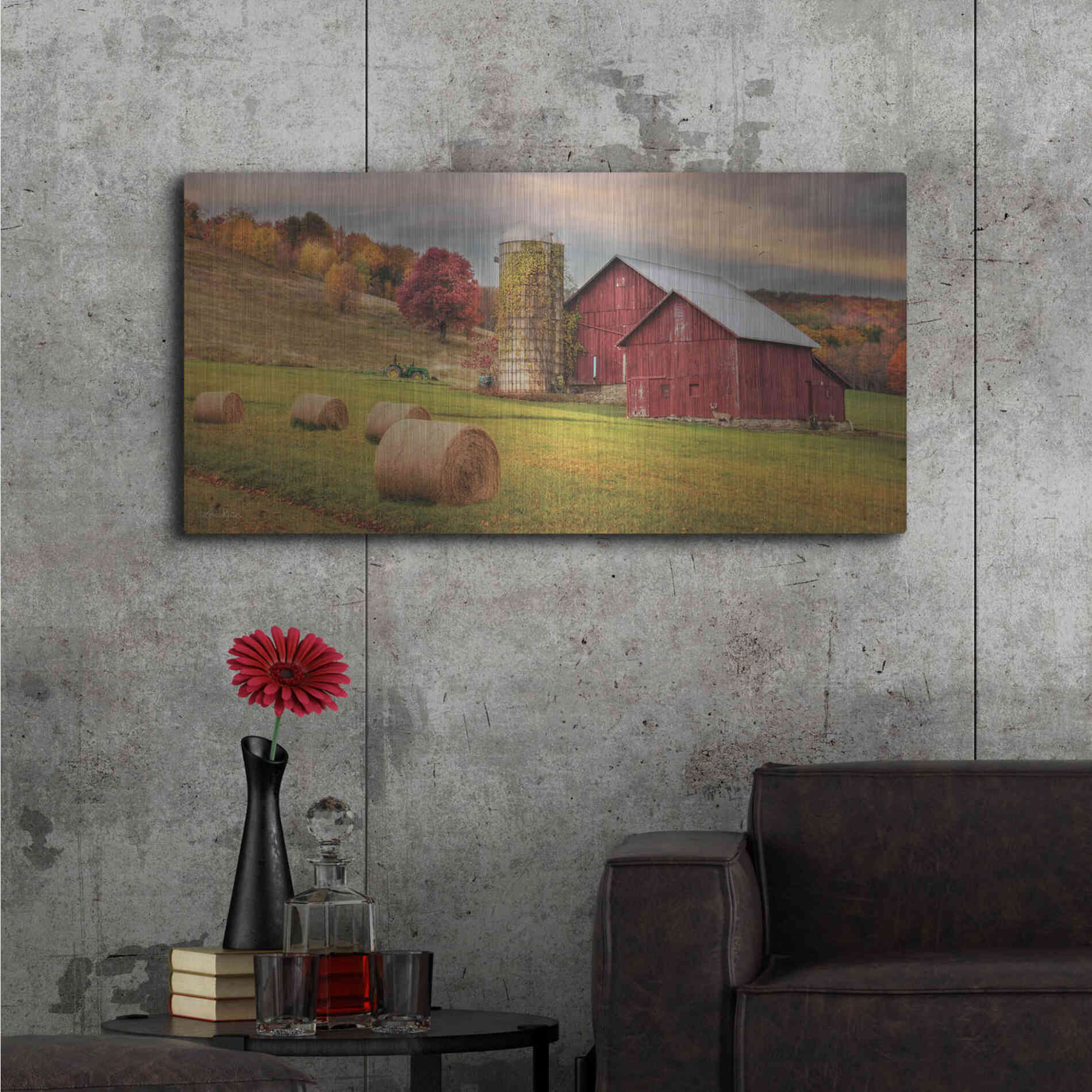Luxe Metal Art 'Autumn Breeze' by Lori Deiter, Metal Wall Art,48x24