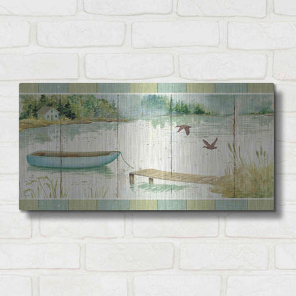 Luxe Metal Art 'Lakeside Dock' by Daphne Brissonet, Metal Wall Art,24x12