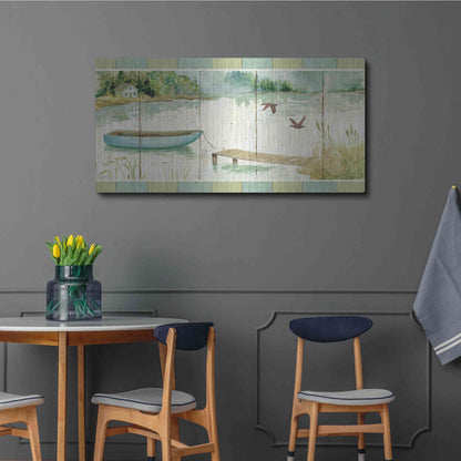 Luxe Metal Art 'Lakeside Dock' by Daphne Brissonet, Metal Wall Art,48x24