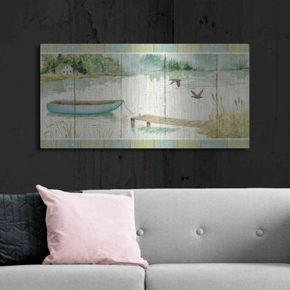 Luxe Metal Art 'Lakeside Dock' by Daphne Brissonet, Metal Wall Art,48x24