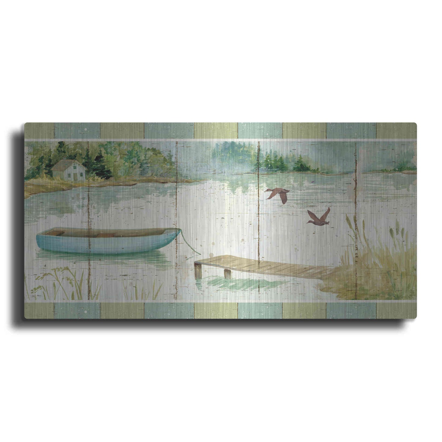 Luxe Metal Art 'Lakeside Dock' by Daphne Brissonet, Metal Wall Art