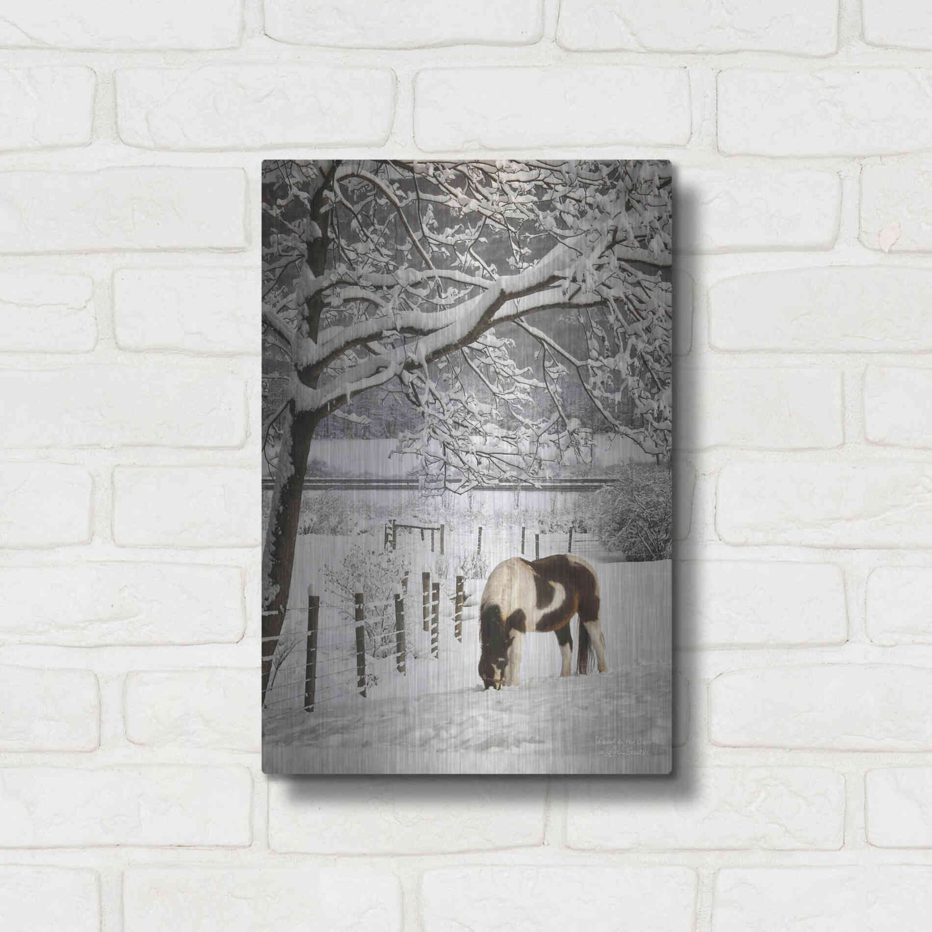 Luxe Metal Art 'Paint in the Snow' by Lori Deiter, Metal Wall Art,12x16