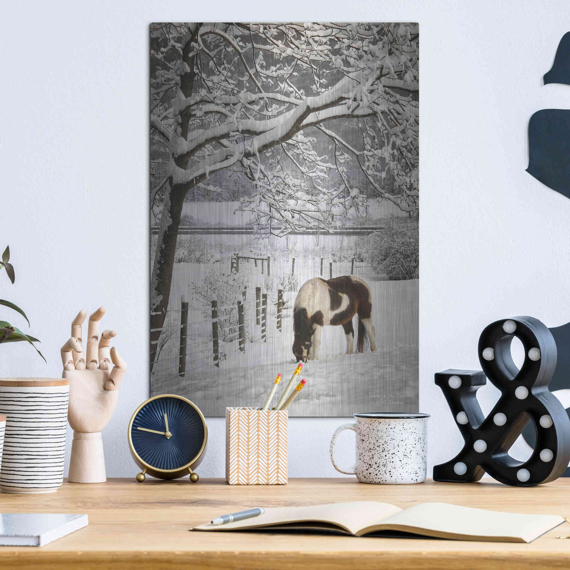 Luxe Metal Art 'Paint in the Snow' by Lori Deiter, Metal Wall Art,12x16