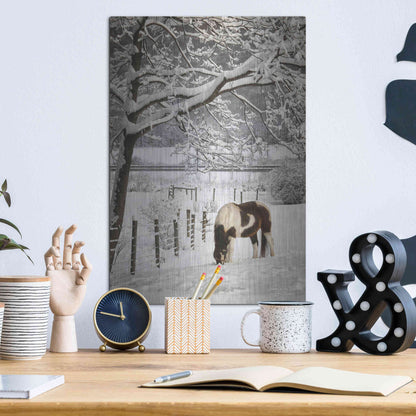 Luxe Metal Art 'Paint in the Snow' by Lori Deiter, Metal Wall Art,12x16