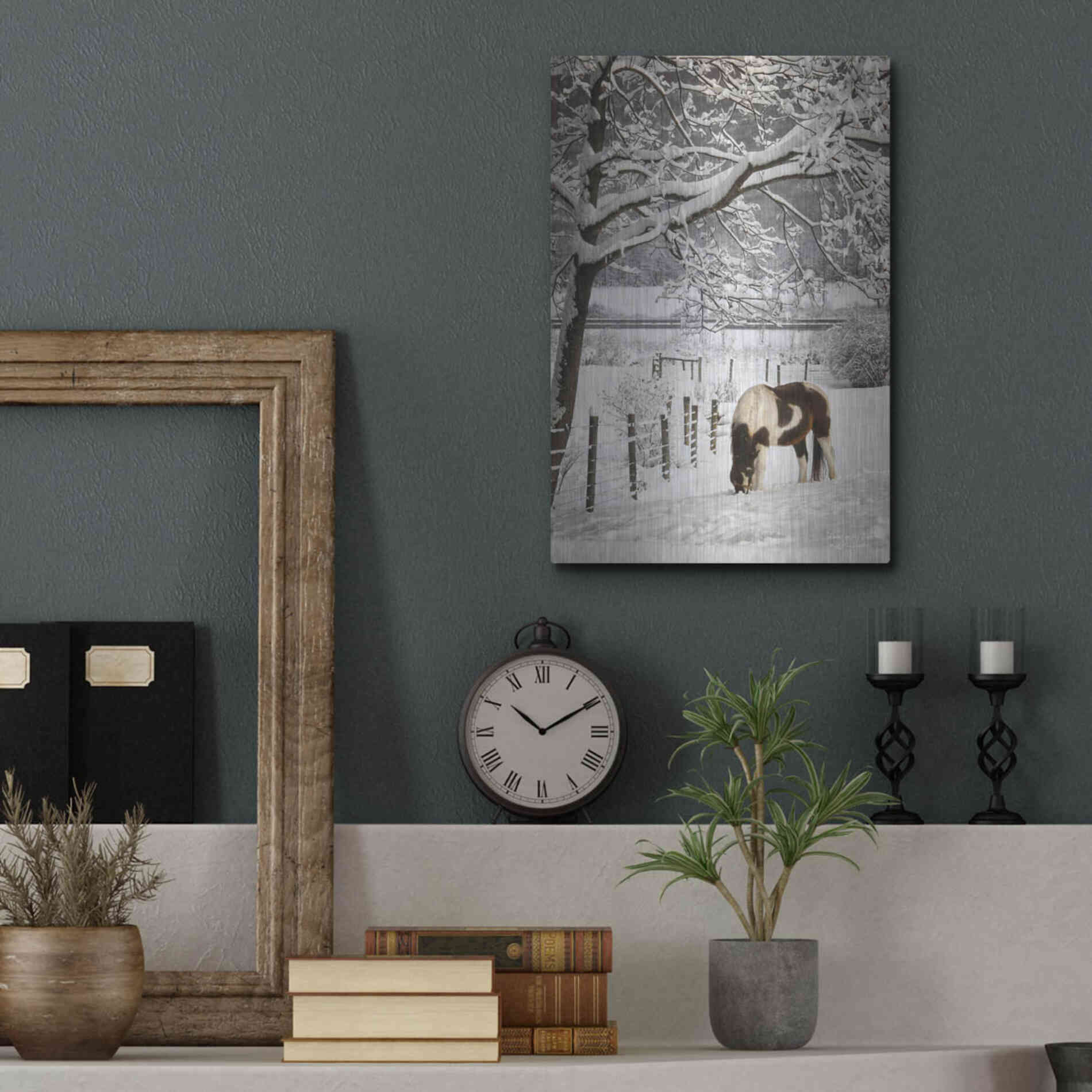 Luxe Metal Art 'Paint in the Snow' by Lori Deiter, Metal Wall Art,12x16