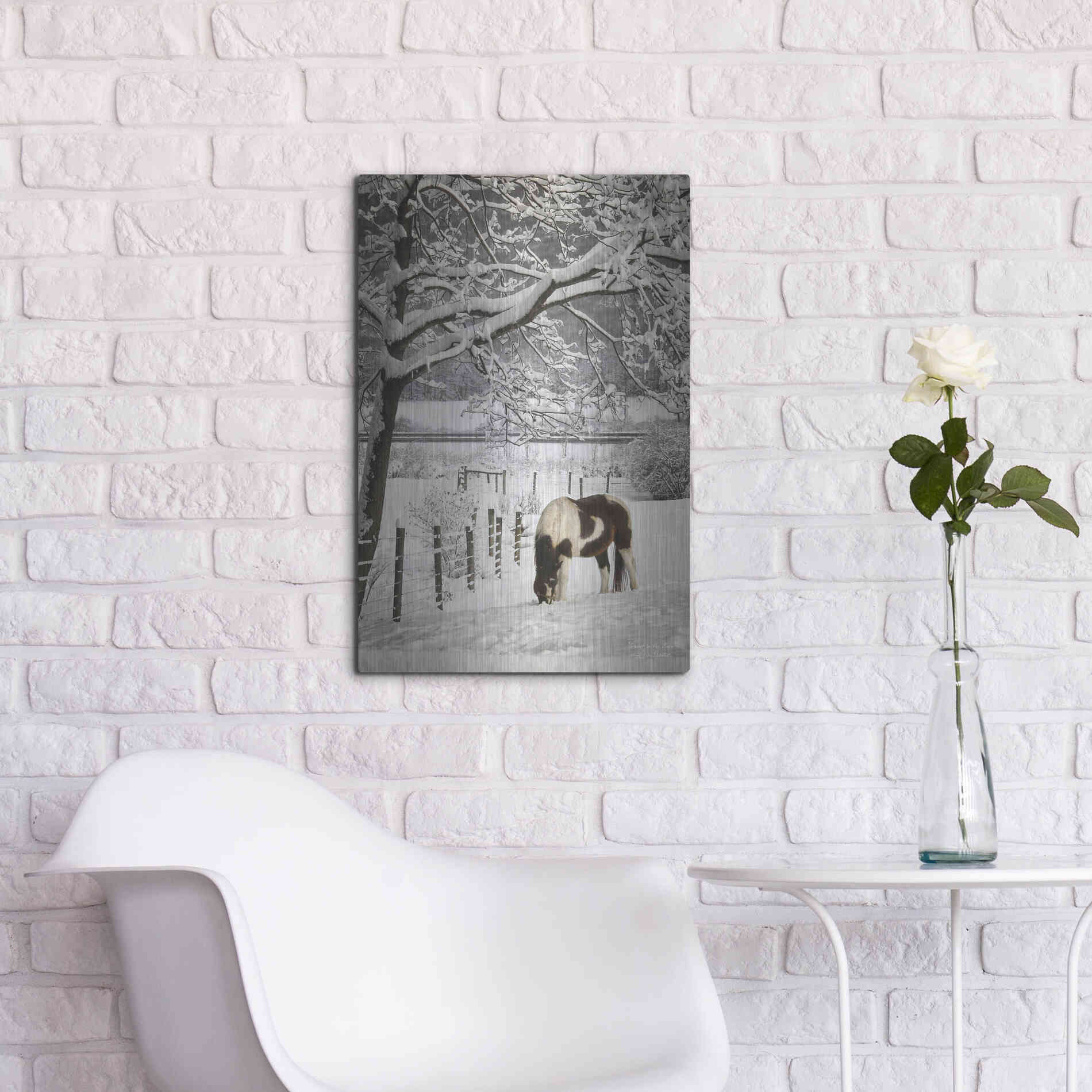 Luxe Metal Art 'Paint in the Snow' by Lori Deiter, Metal Wall Art,16x24