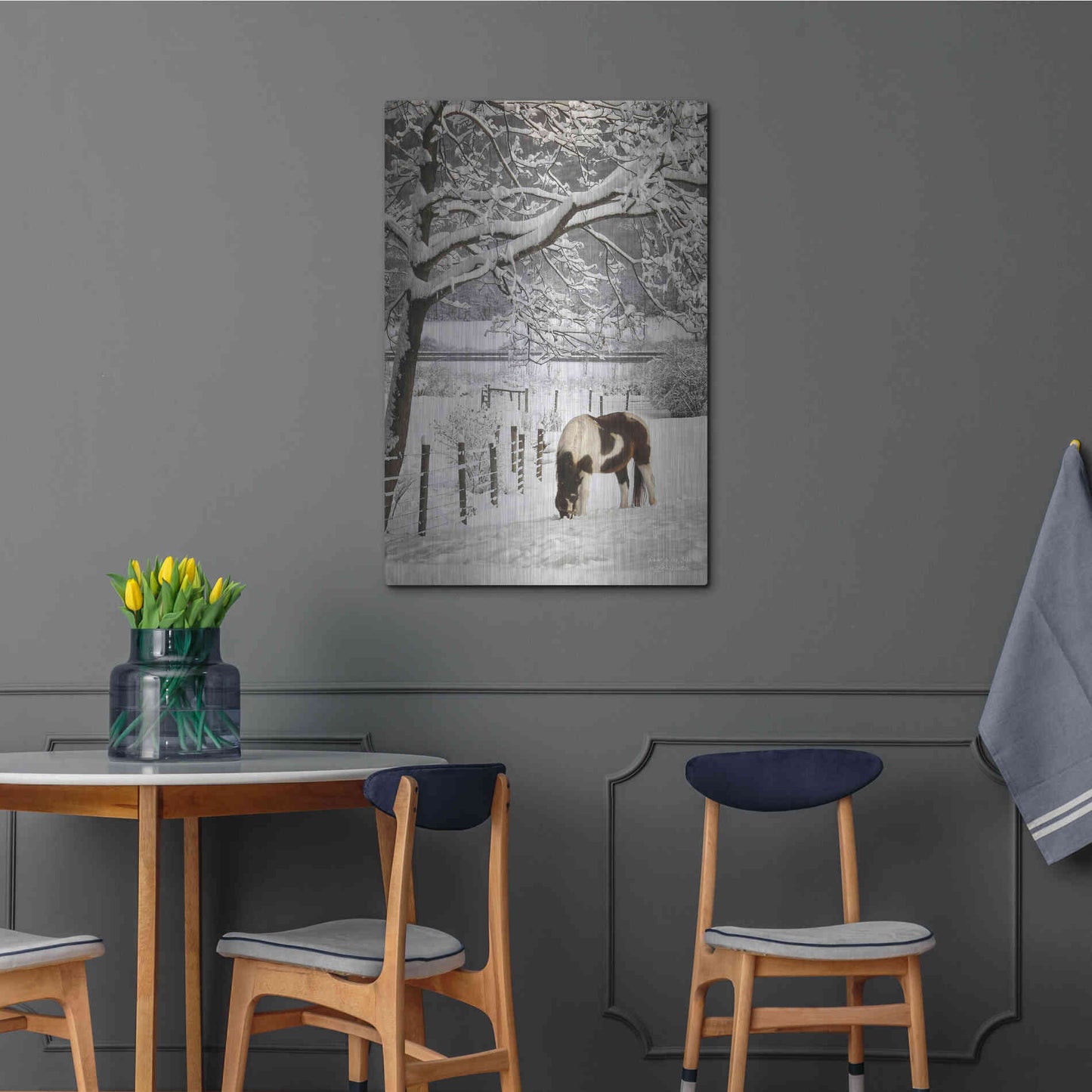 Luxe Metal Art 'Paint in the Snow' by Lori Deiter, Metal Wall Art,24x36