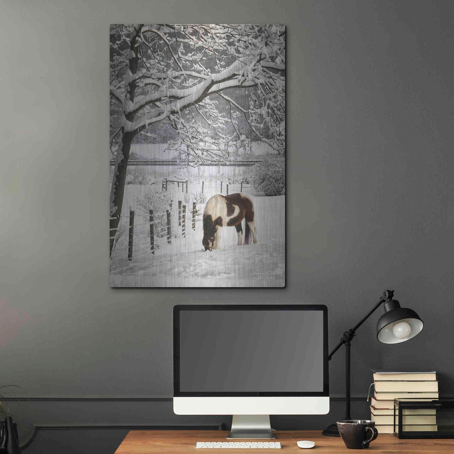 Luxe Metal Art 'Paint in the Snow' by Lori Deiter, Metal Wall Art,24x36