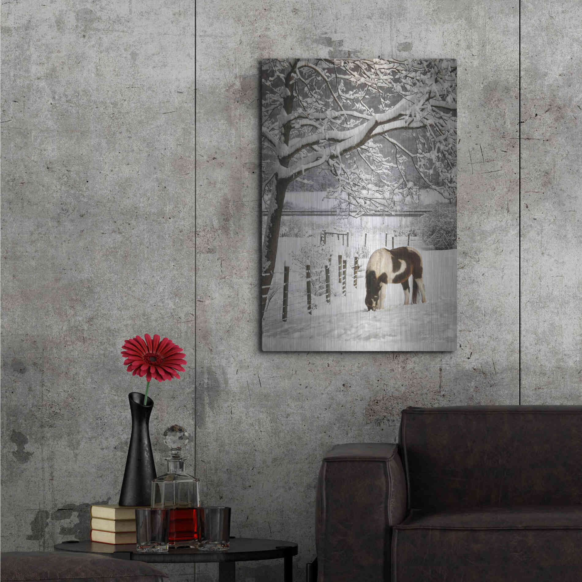 Luxe Metal Art 'Paint in the Snow' by Lori Deiter, Metal Wall Art,24x36