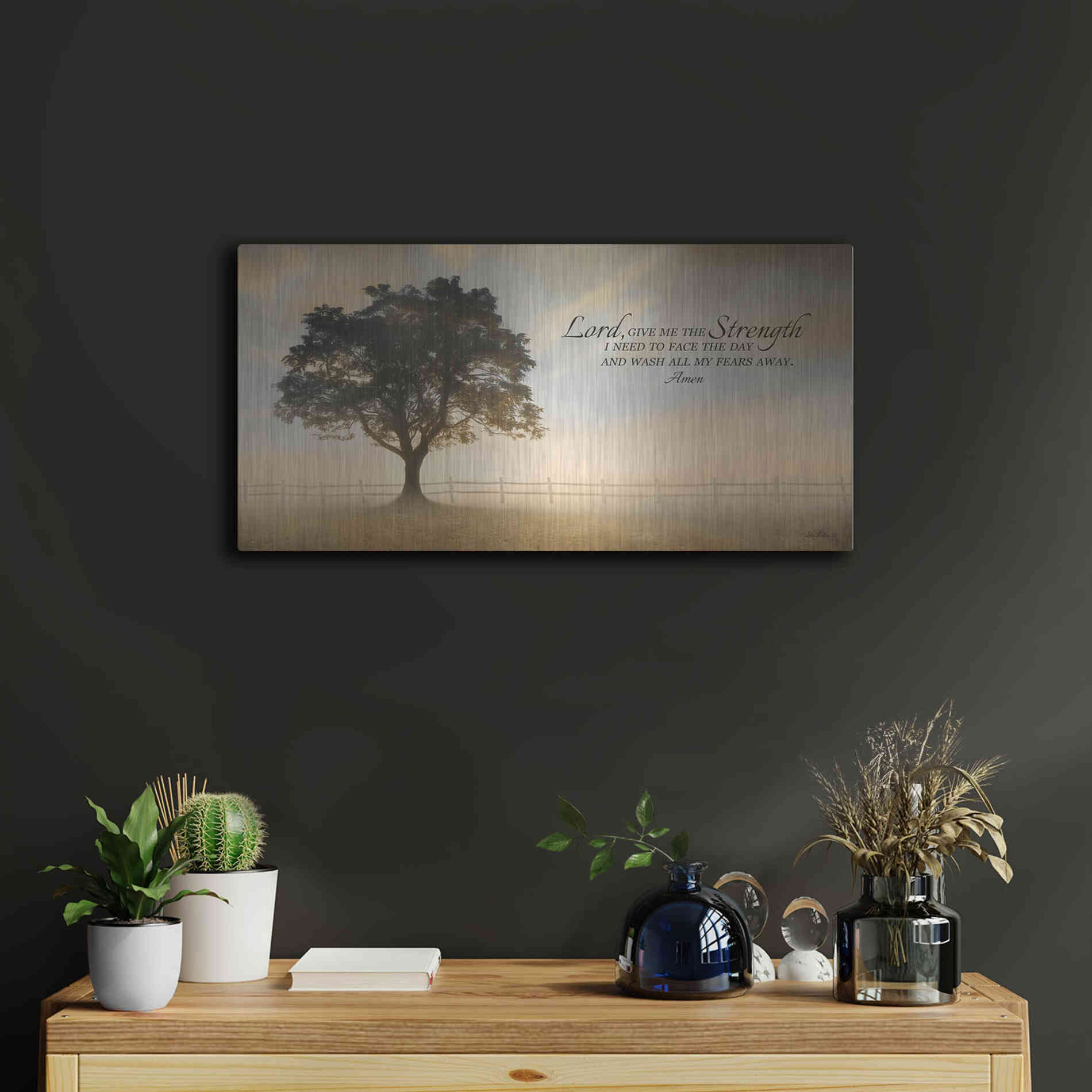 Luxe Metal Art 'Daily Prayer' by Lori Deiter, Metal Wall Art,24x12