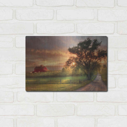 Luxe Metal Art 'Country Lane Sunset' by Lori Deiter, Metal Wall Art,16x12