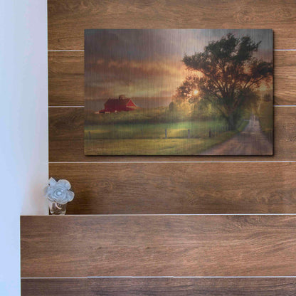 Luxe Metal Art 'Country Lane Sunset' by Lori Deiter, Metal Wall Art,16x12