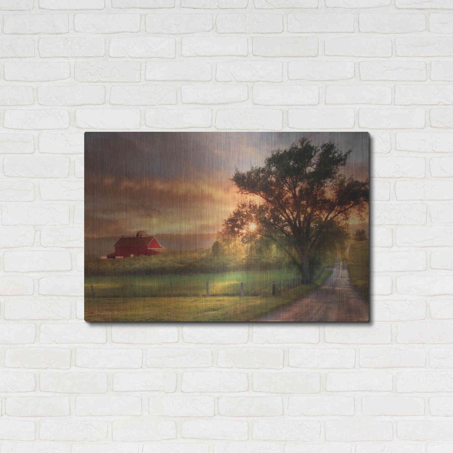 Luxe Metal Art 'Country Lane Sunset' by Lori Deiter, Metal Wall Art,36x24