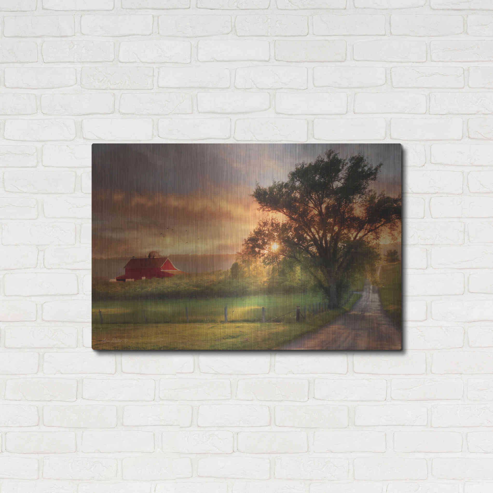 Luxe Metal Art 'Country Lane Sunset' by Lori Deiter, Metal Wall Art,36x24