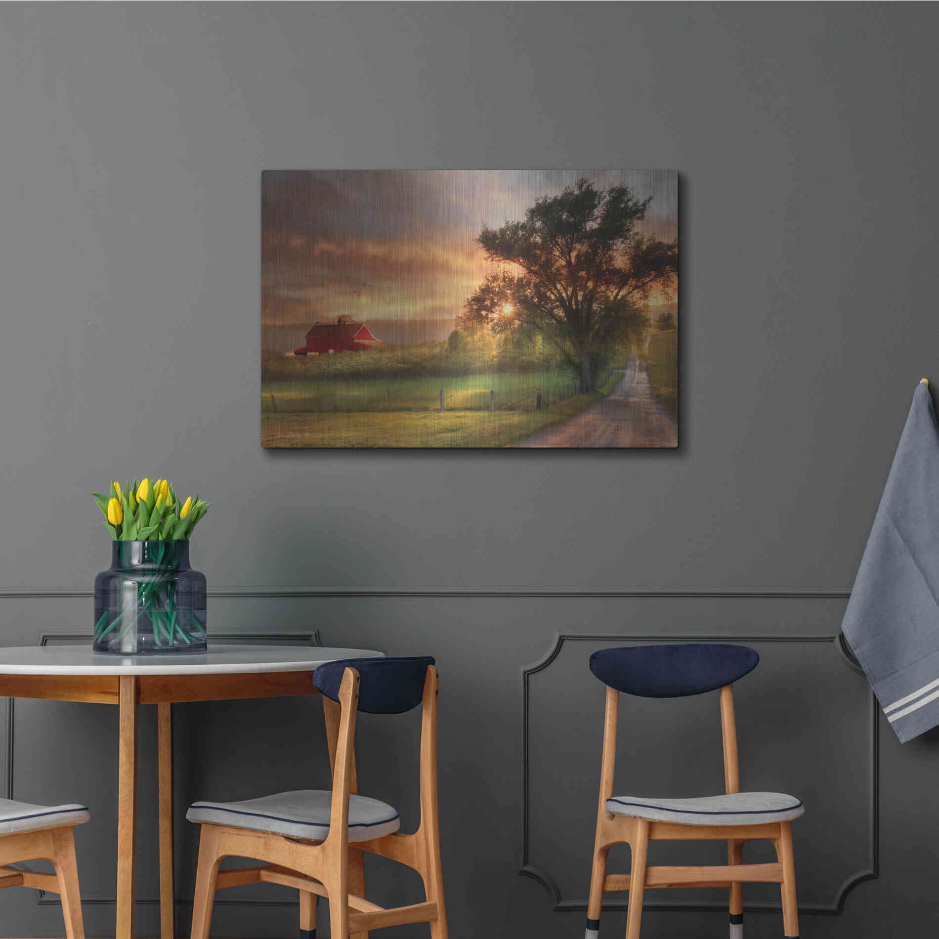 Luxe Metal Art 'Country Lane Sunset' by Lori Deiter, Metal Wall Art,36x24