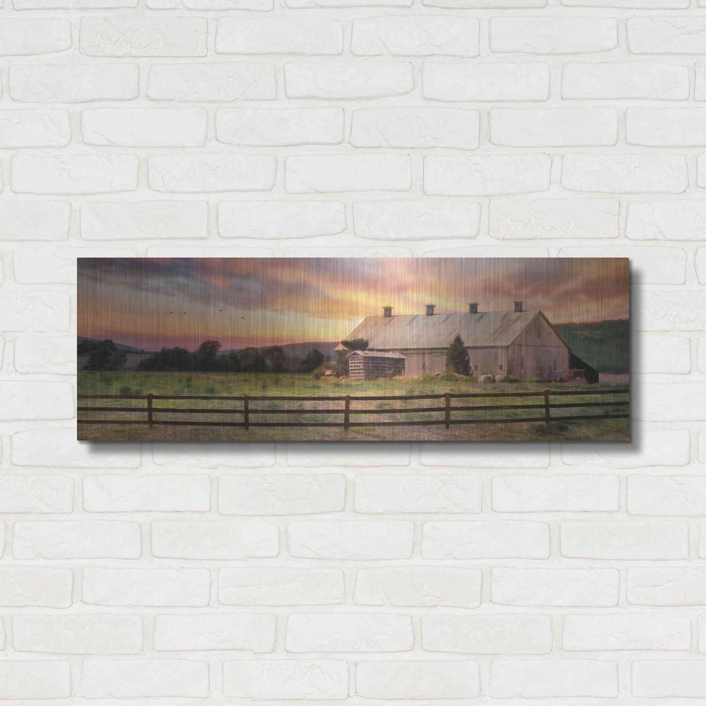 Luxe Metal Art 'Sunset in the Valley' by Lori Deiter, Metal Wall Art,36x12
