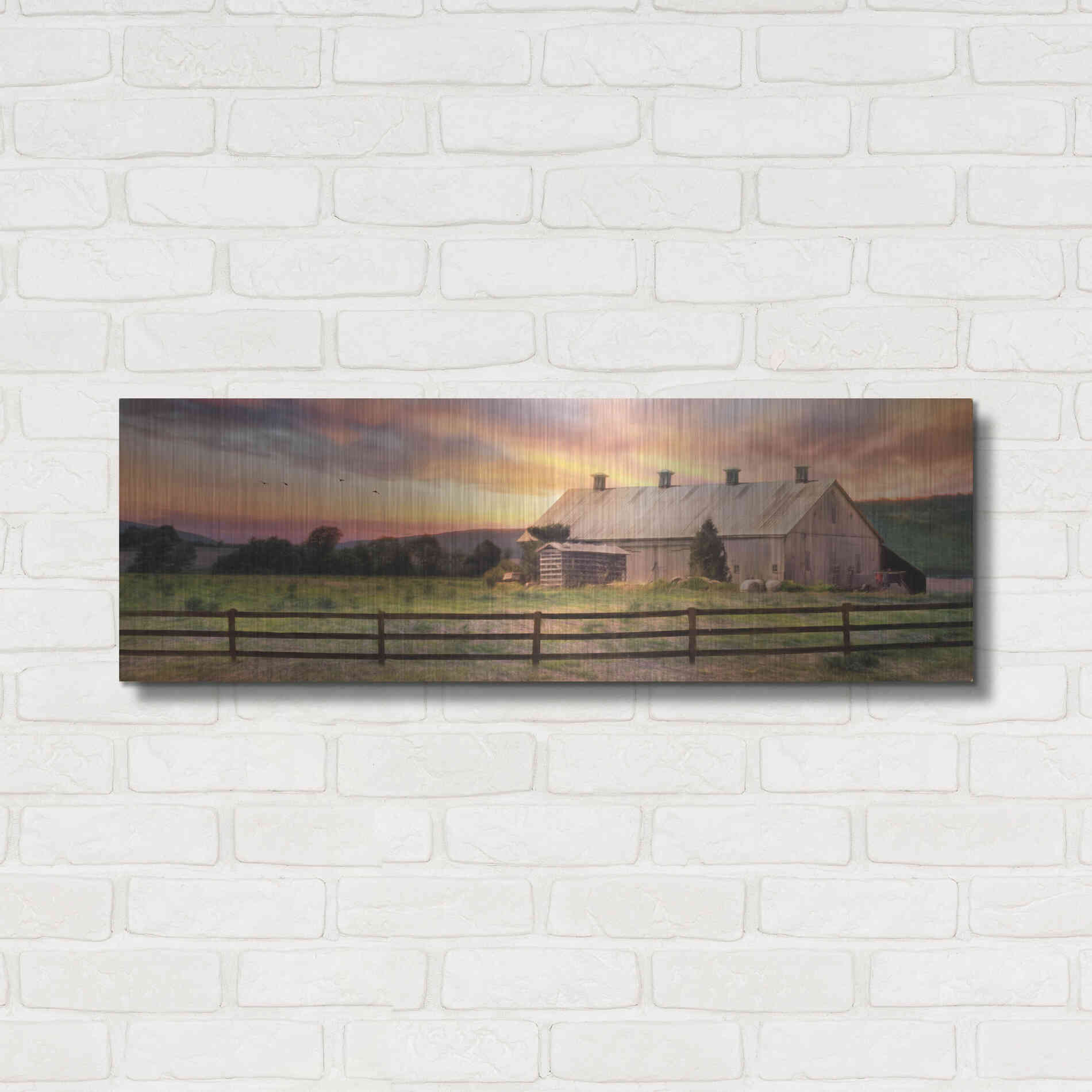 Luxe Metal Art 'Sunset in the Valley' by Lori Deiter, Metal Wall Art,36x12