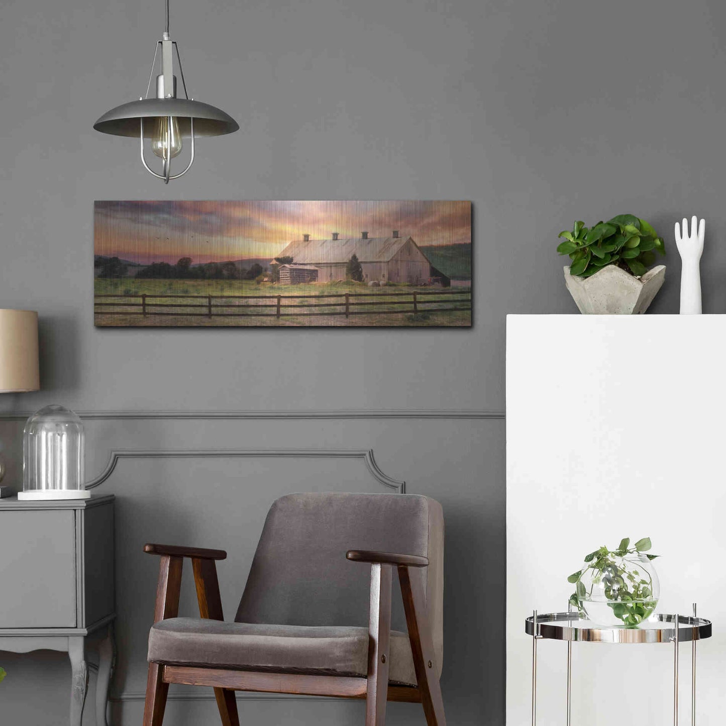 Luxe Metal Art 'Sunset in the Valley' by Lori Deiter, Metal Wall Art,36x12