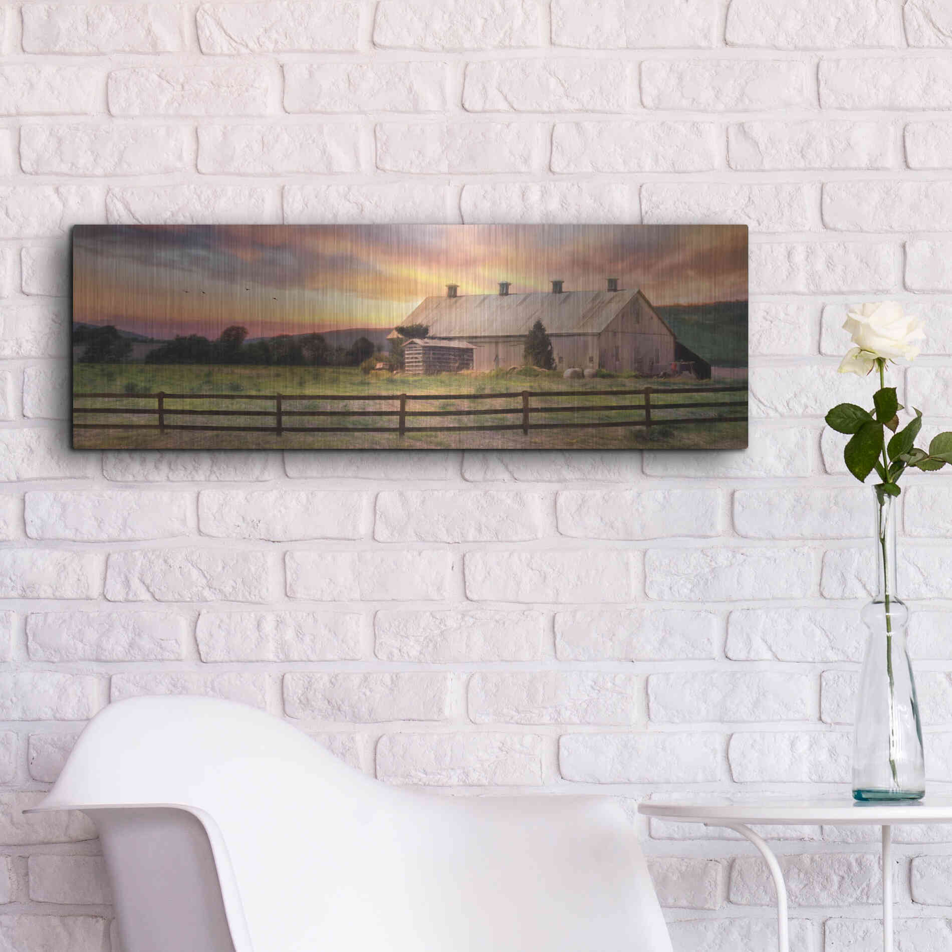 Luxe Metal Art 'Sunset in the Valley' by Lori Deiter, Metal Wall Art,36x12