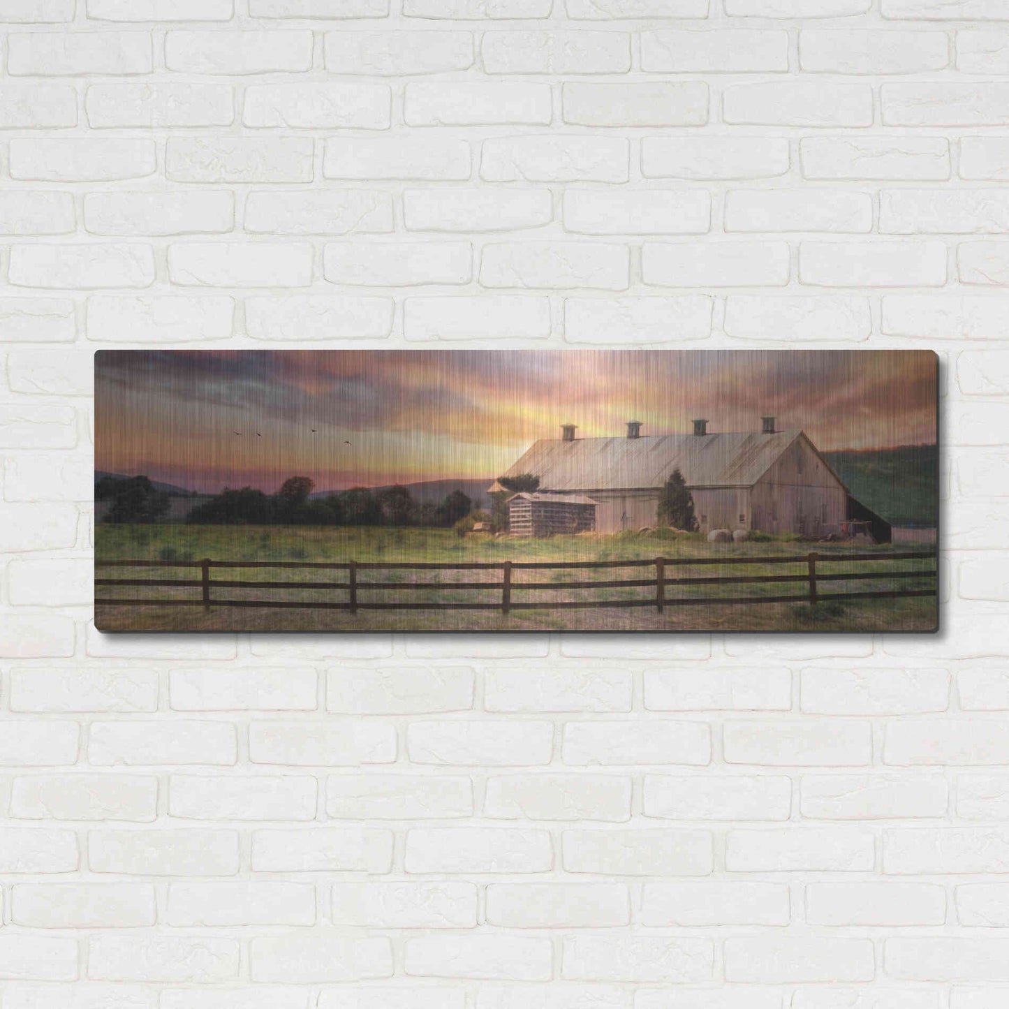 Luxe Metal Art 'Sunset in the Valley' by Lori Deiter, Metal Wall Art,48x16