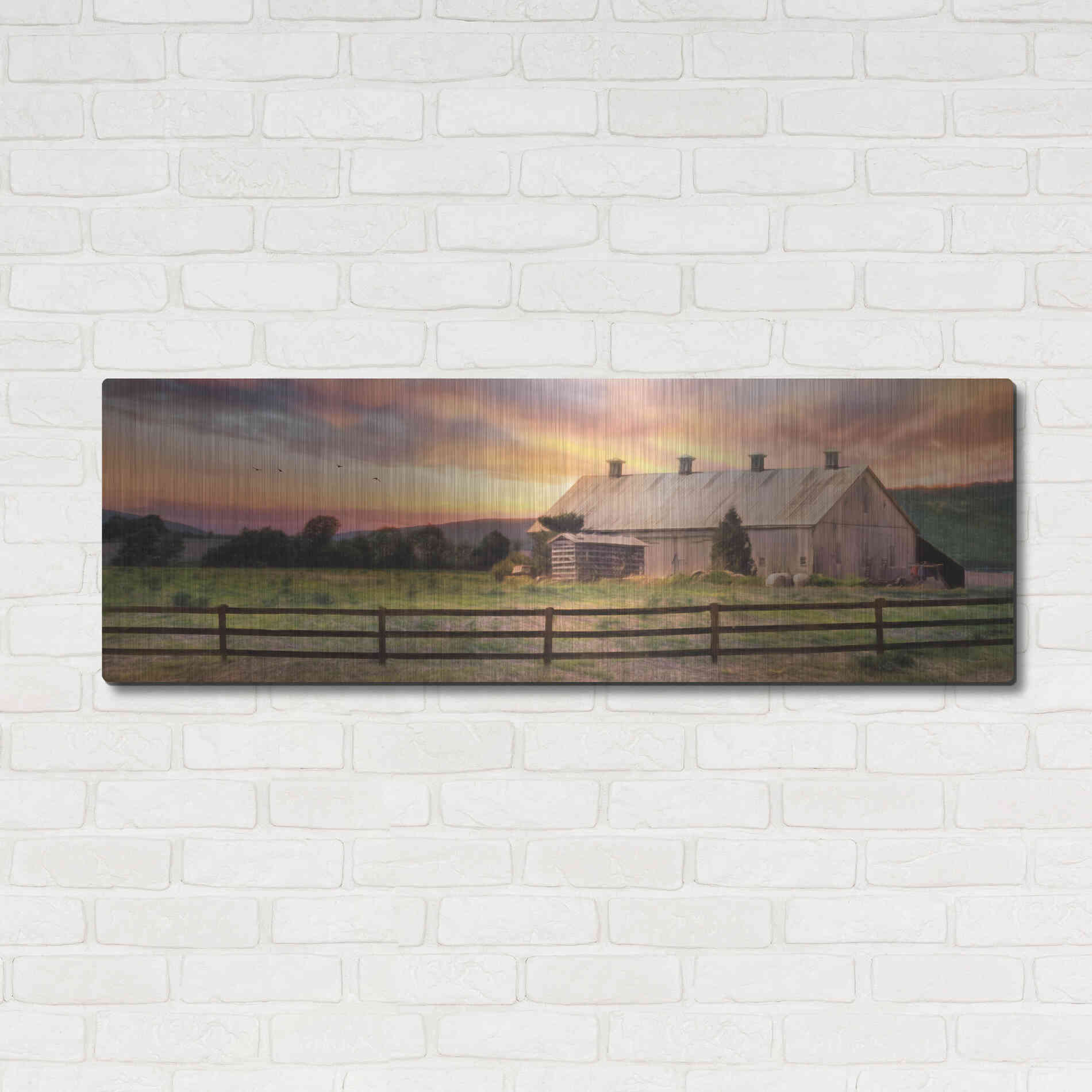 Luxe Metal Art 'Sunset in the Valley' by Lori Deiter, Metal Wall Art,48x16