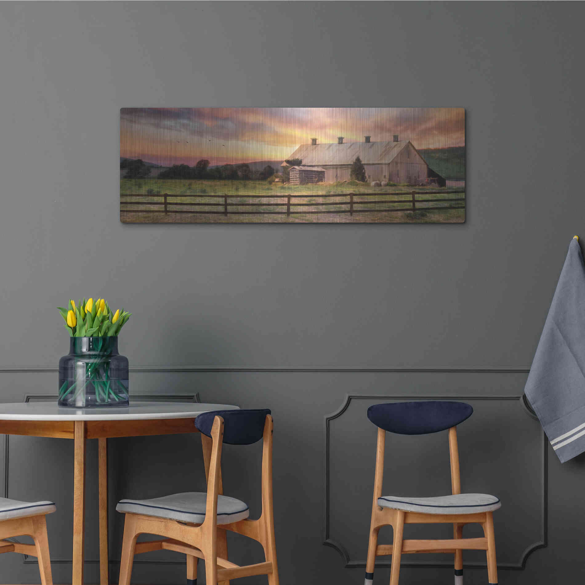 Luxe Metal Art 'Sunset in the Valley' by Lori Deiter, Metal Wall Art,48x16
