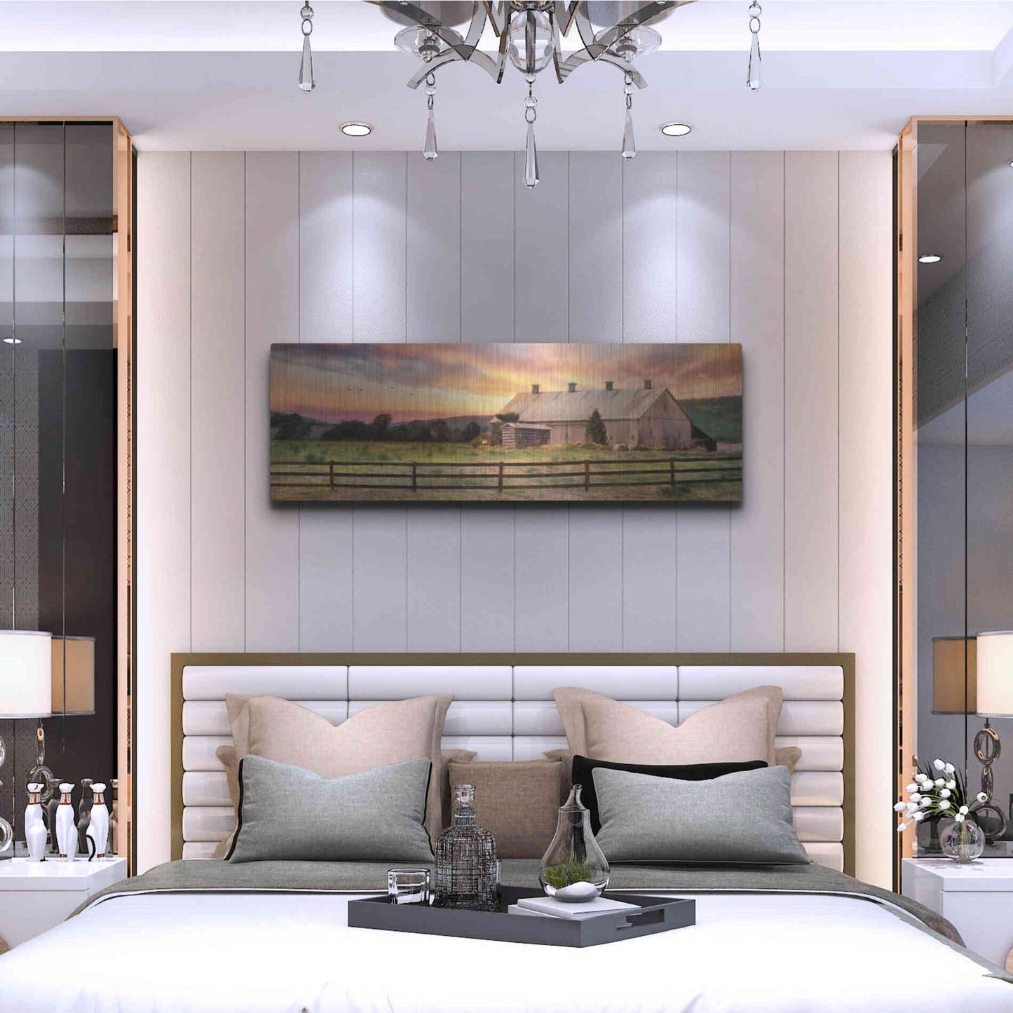 Luxe Metal Art 'Sunset in the Valley' by Lori Deiter, Metal Wall Art,48x16