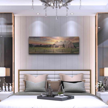 Luxe Metal Art 'Sunset in the Valley' by Lori Deiter, Metal Wall Art,48x16