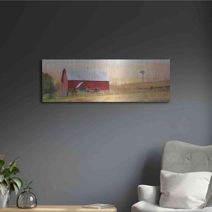 Luxe Metal Art 'Horse Farm' by Lori Deiter, Metal Wall Art,36x12